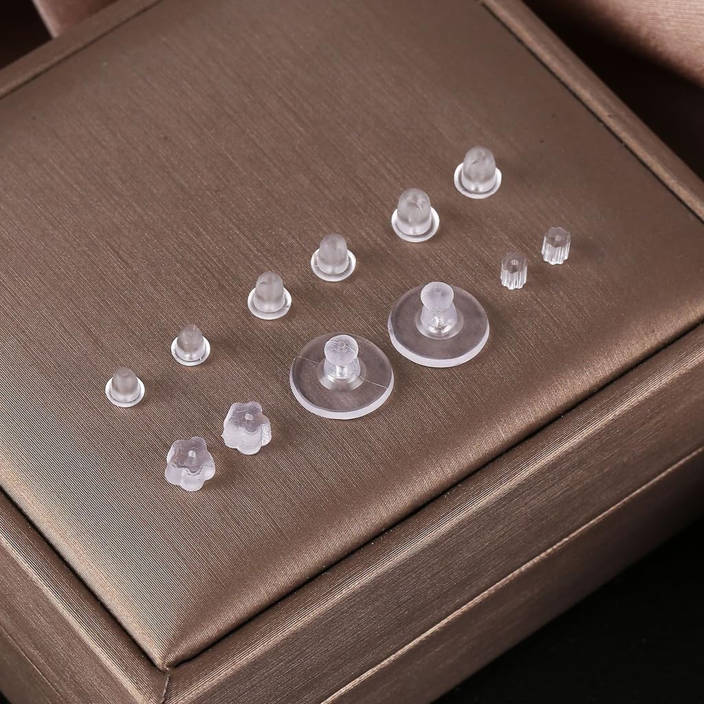 MAYCREATE 600Pcs Earring Backs for Ear Studs, 6 Styles Soft Clear Earring Clutch Stoppers, Hypoallergenic Locking Earring Accessories Replacement Kits for Hook Earrings MAYCREATE 600Pcs Earring Backs for Ear Studs, 6 Styles Soft Clear Earring Clutch Stoppers, Hypoallergenic Locking Earring Accessories Replacement Kits for Hook Earrings
